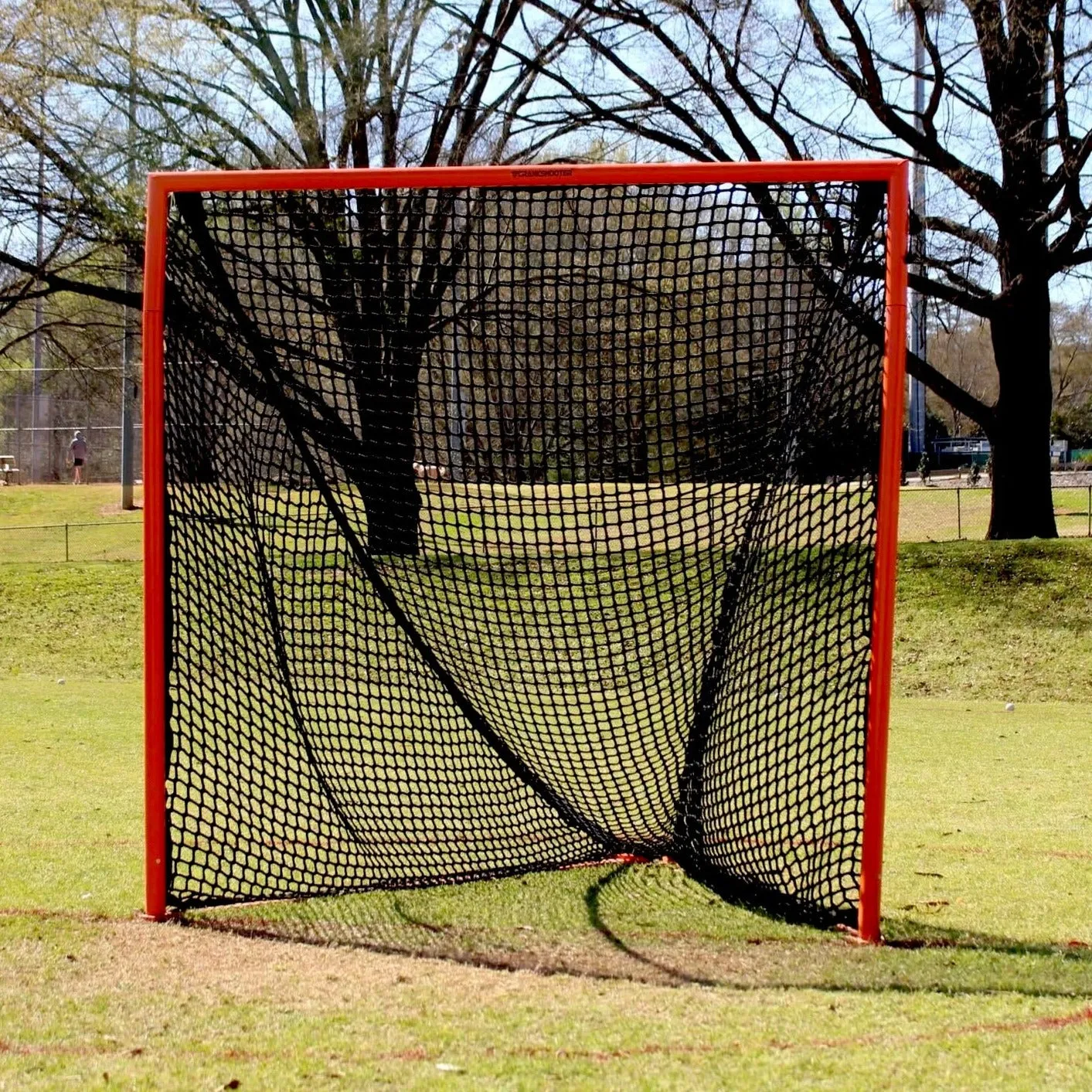 High School/College Game Goal 6'x6'x7' by Crankshooter 118 lbs. Posts w/ Lacing Rails & Flat Iron Base, Heavy 6mm or 7mm Black N