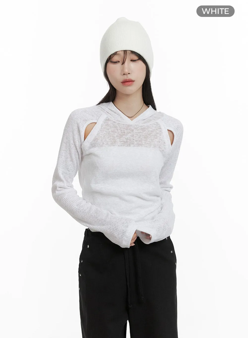 Hooded Cut-Out Top CA404