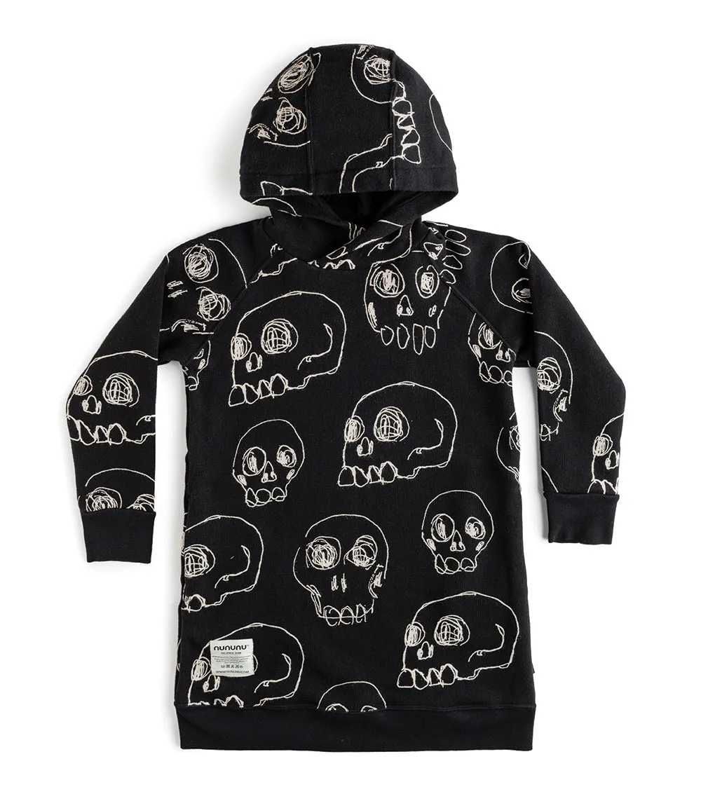 hooded scribbled skulls a dress