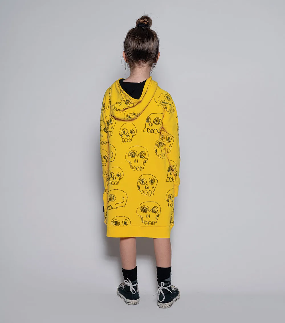 hooded scribbled skulls a dress