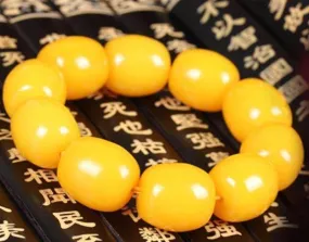 Huge Men-made Egg Yolk Yellow Amber 20MM Bead on Elastic String Bracelet for Men /Women