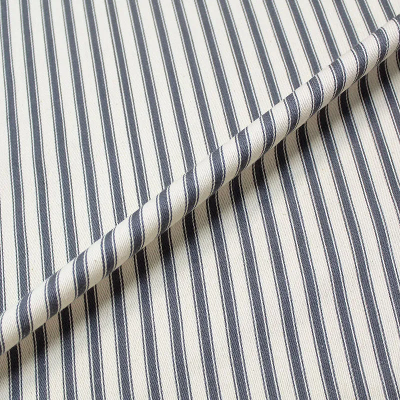 Indian Cotton Ticking Stripe Fabric -  Grey