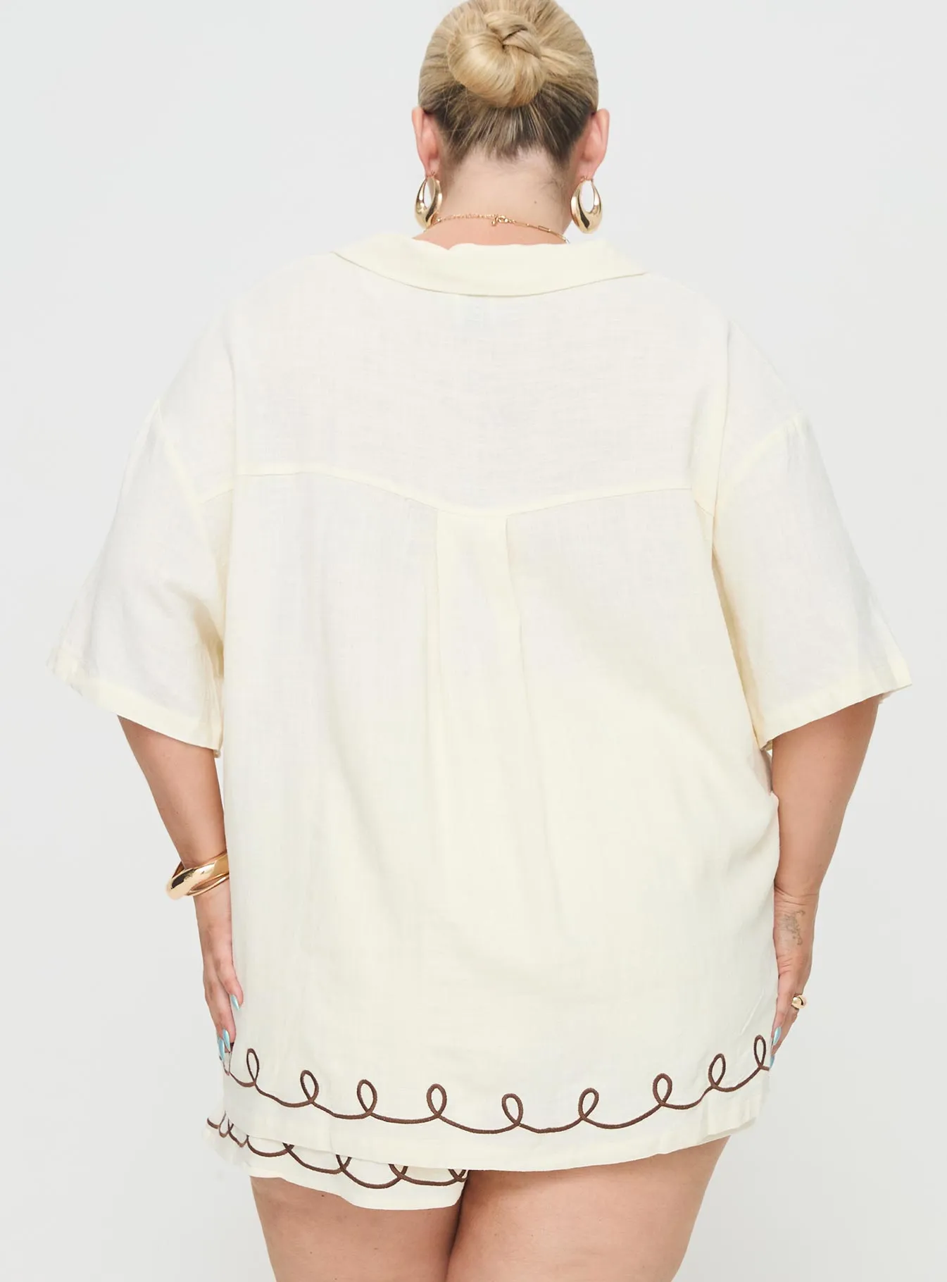 Jamari Linen Blend Shirt Cream / Brown Curve