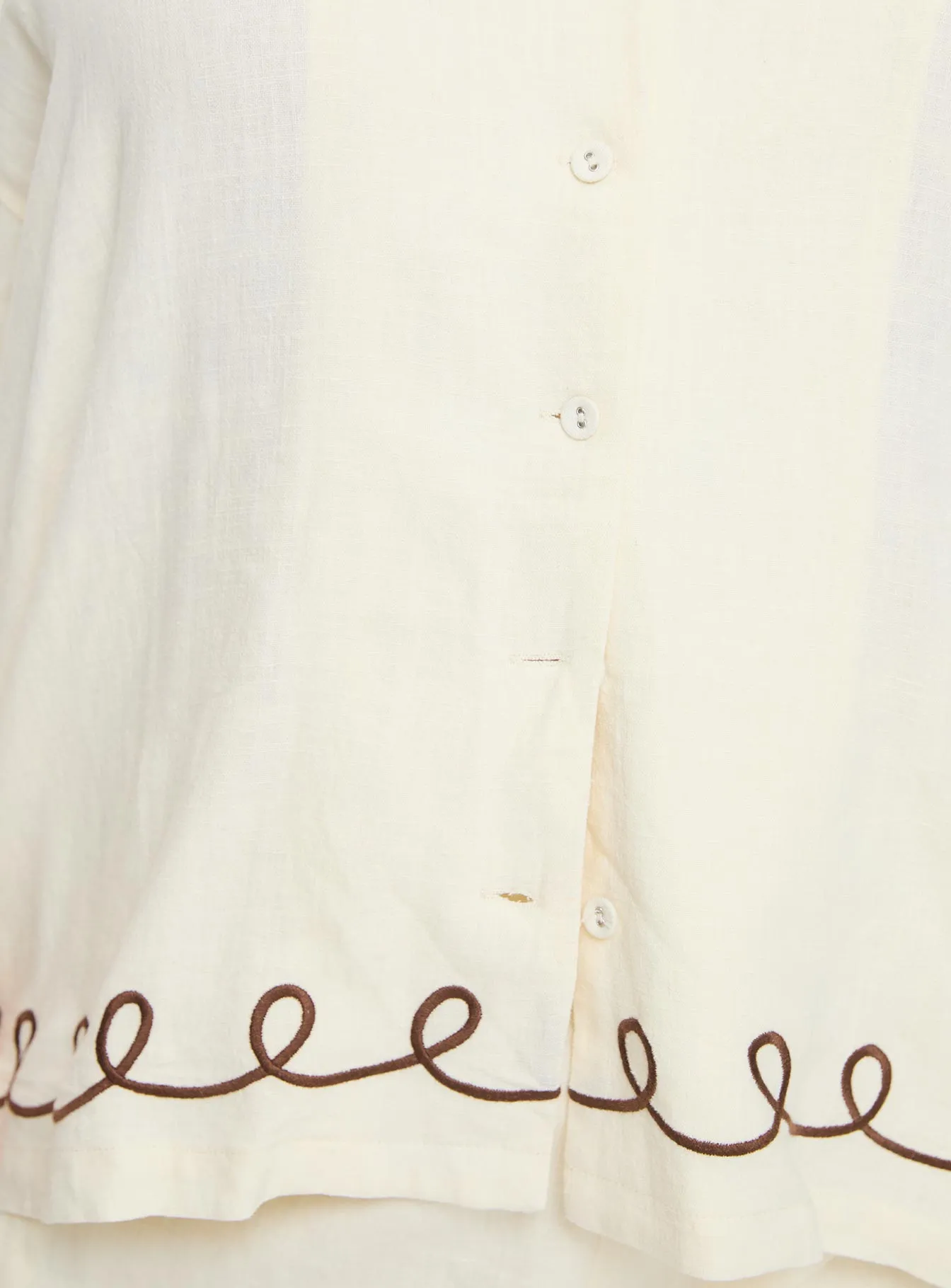 Jamari Linen Blend Shirt Cream / Brown Curve