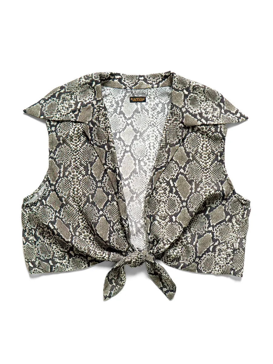 Kapital Silk Rayon Snake Pattern Rangle Collar Sleeveless Bolero