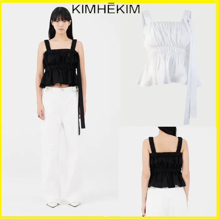 KIMHEKIM  |Short Casual Style Nylon Peplum Sleeveless Tanks & Camisoles