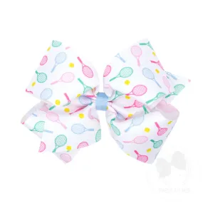 King Tennis Racket Grosgrain Hair Bow