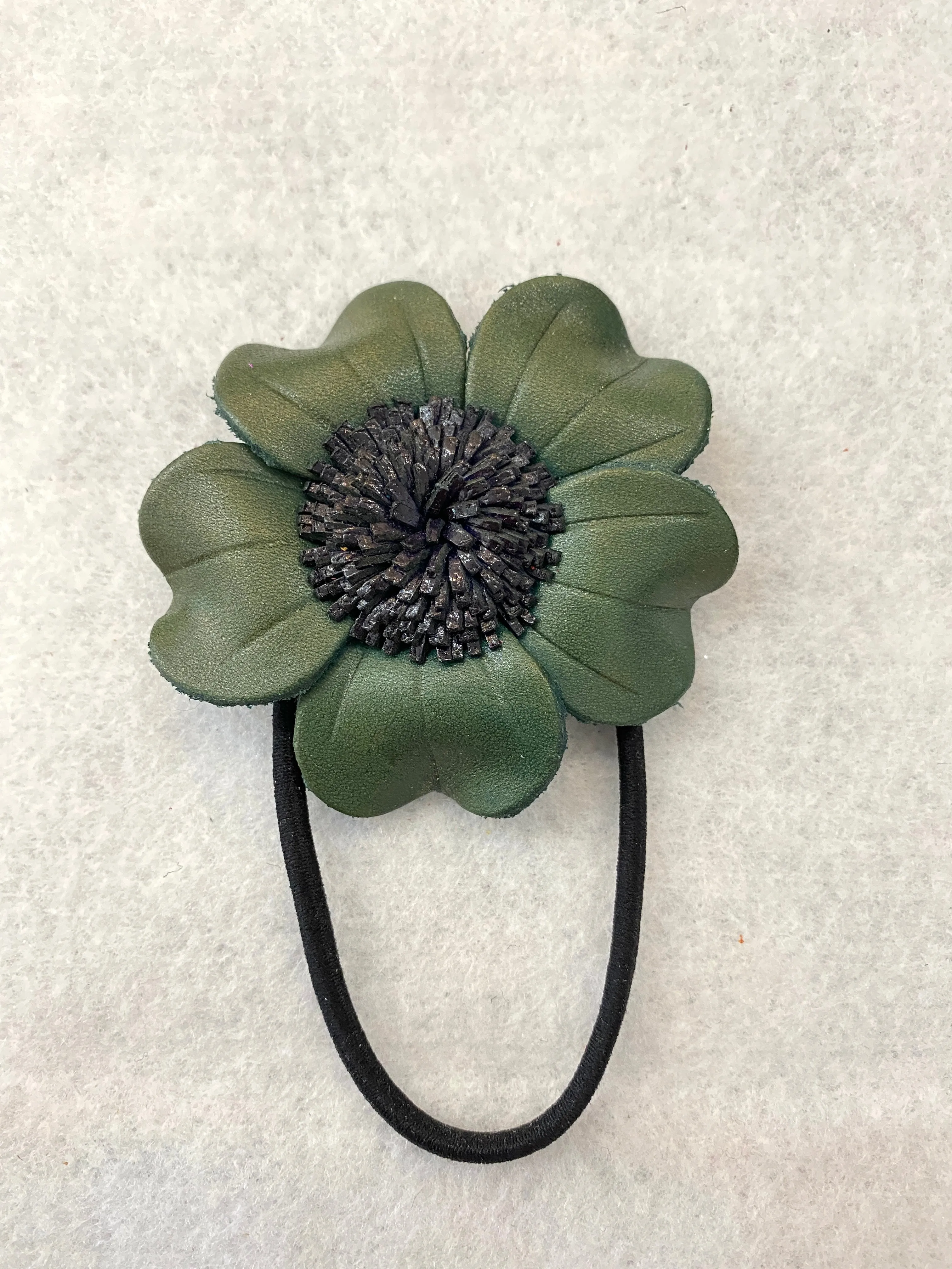 Large Genuine Leather Flower Scrunchies/ Hair Tie