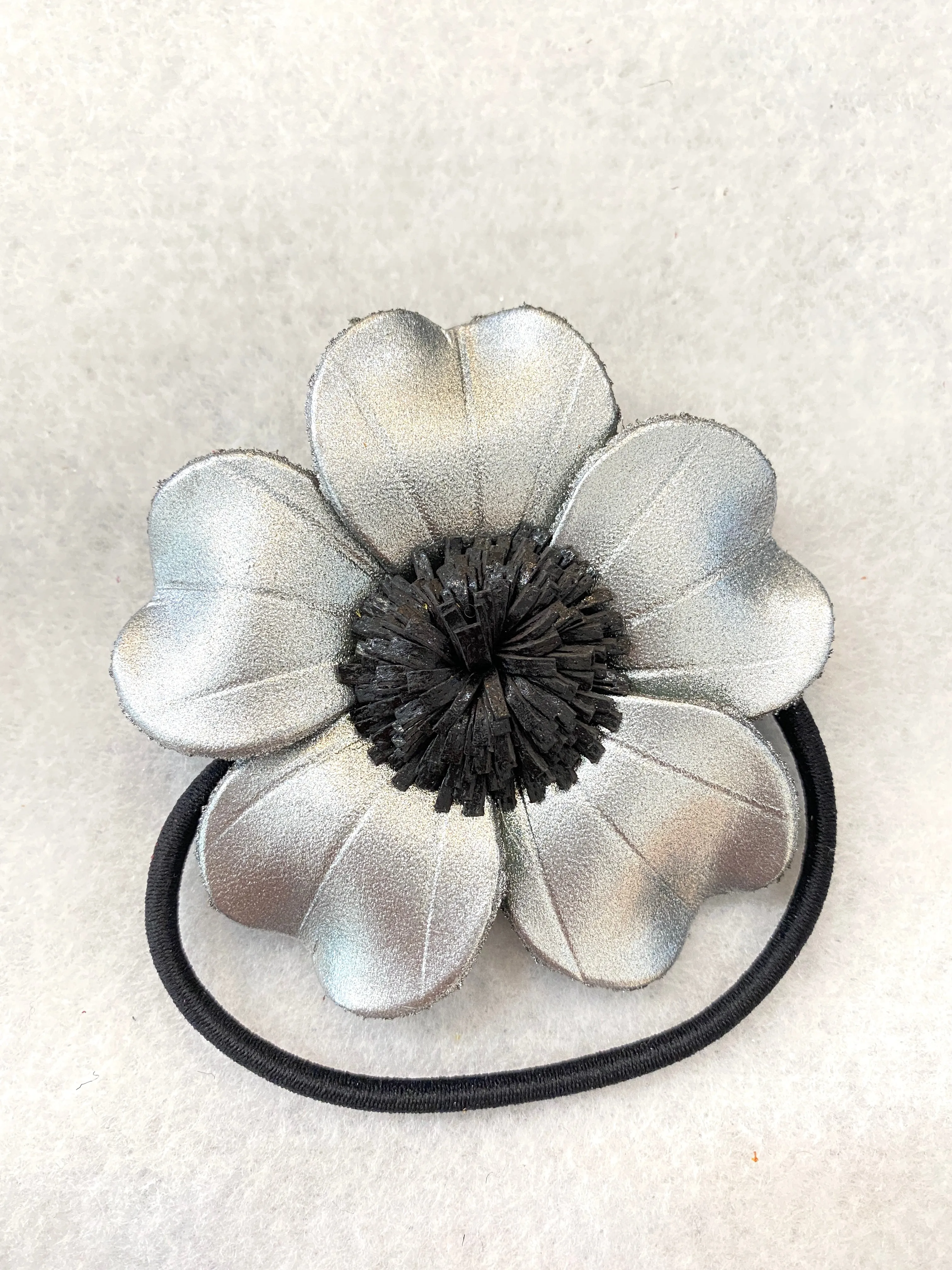 Large Genuine Leather Flower Scrunchies/ Hair Tie