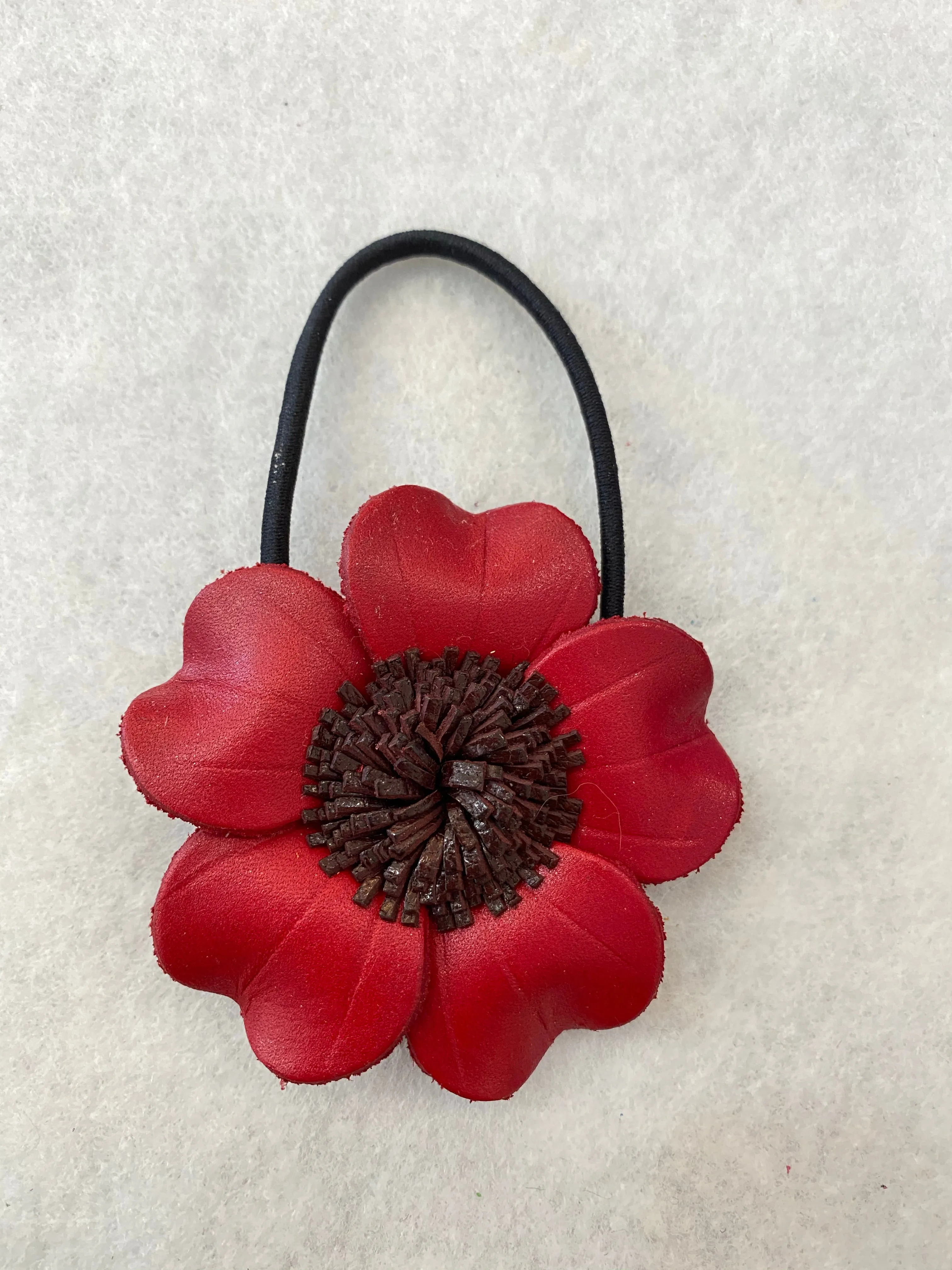 Large Genuine Leather Flower Scrunchies/ Hair Tie