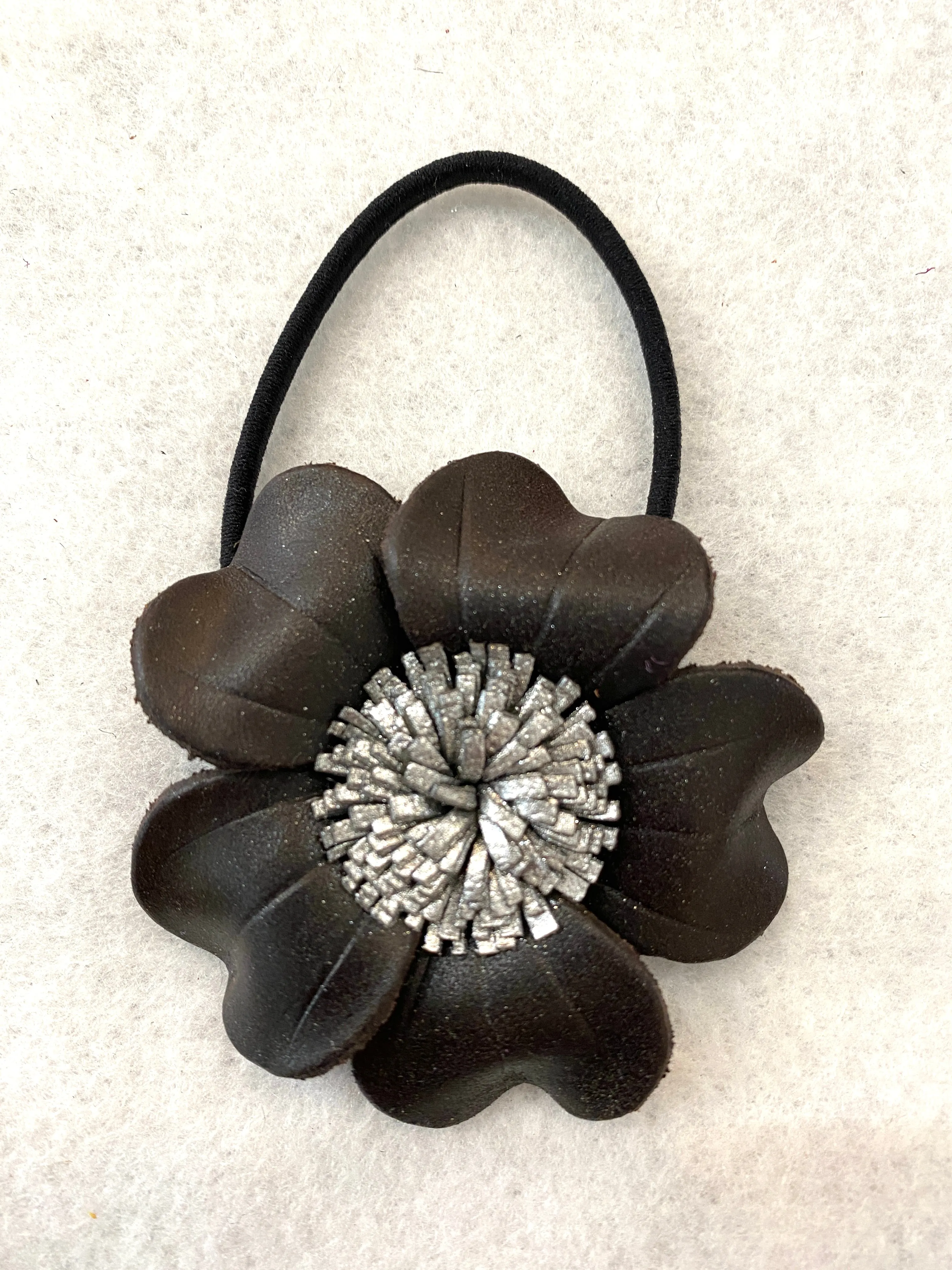 Large Genuine Leather Flower Scrunchies/ Hair Tie