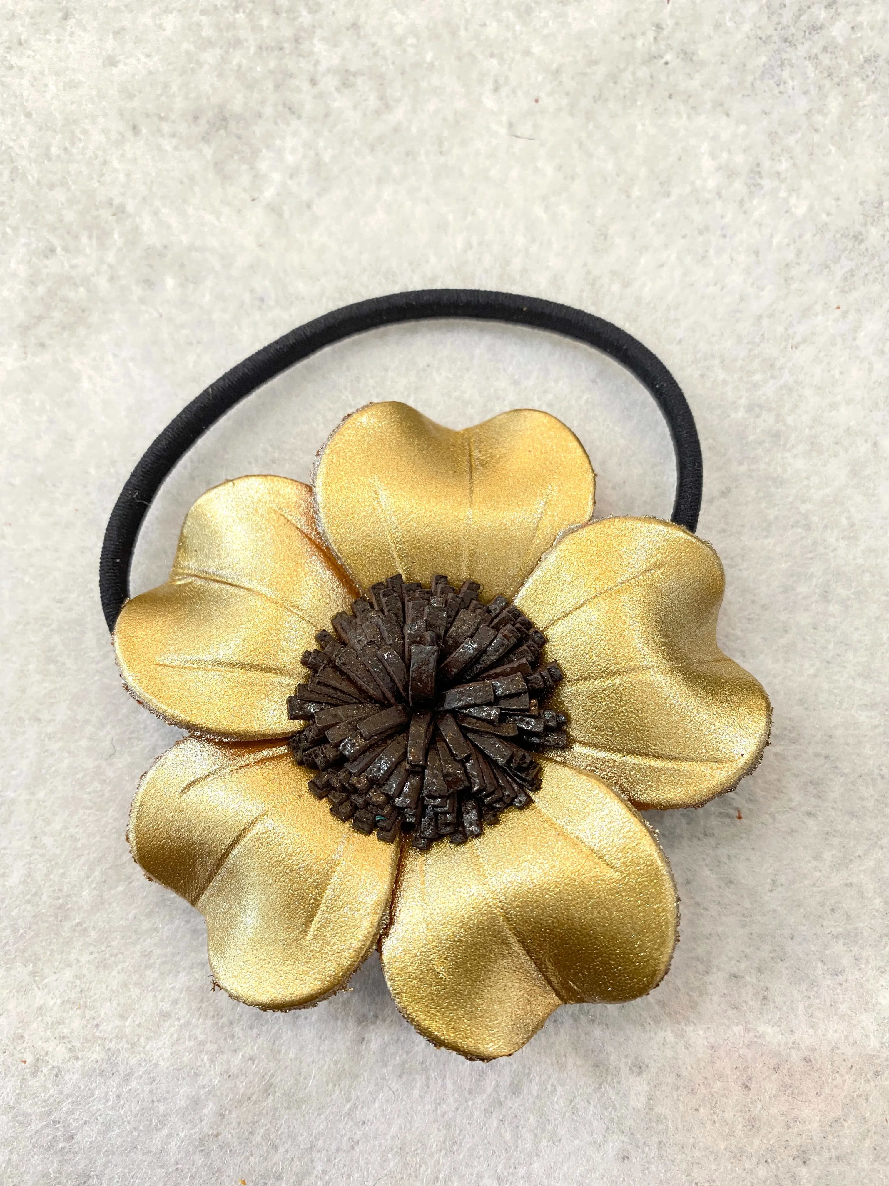 Large Genuine Leather Flower Scrunchies/ Hair Tie