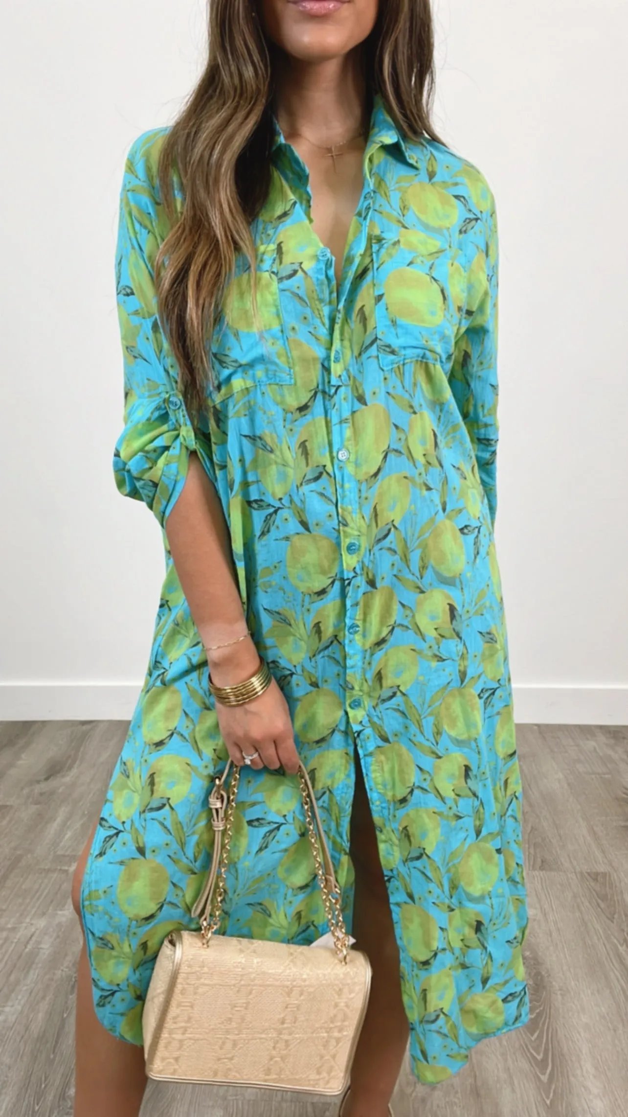 Limoncello Aqua Lemon Print Dress