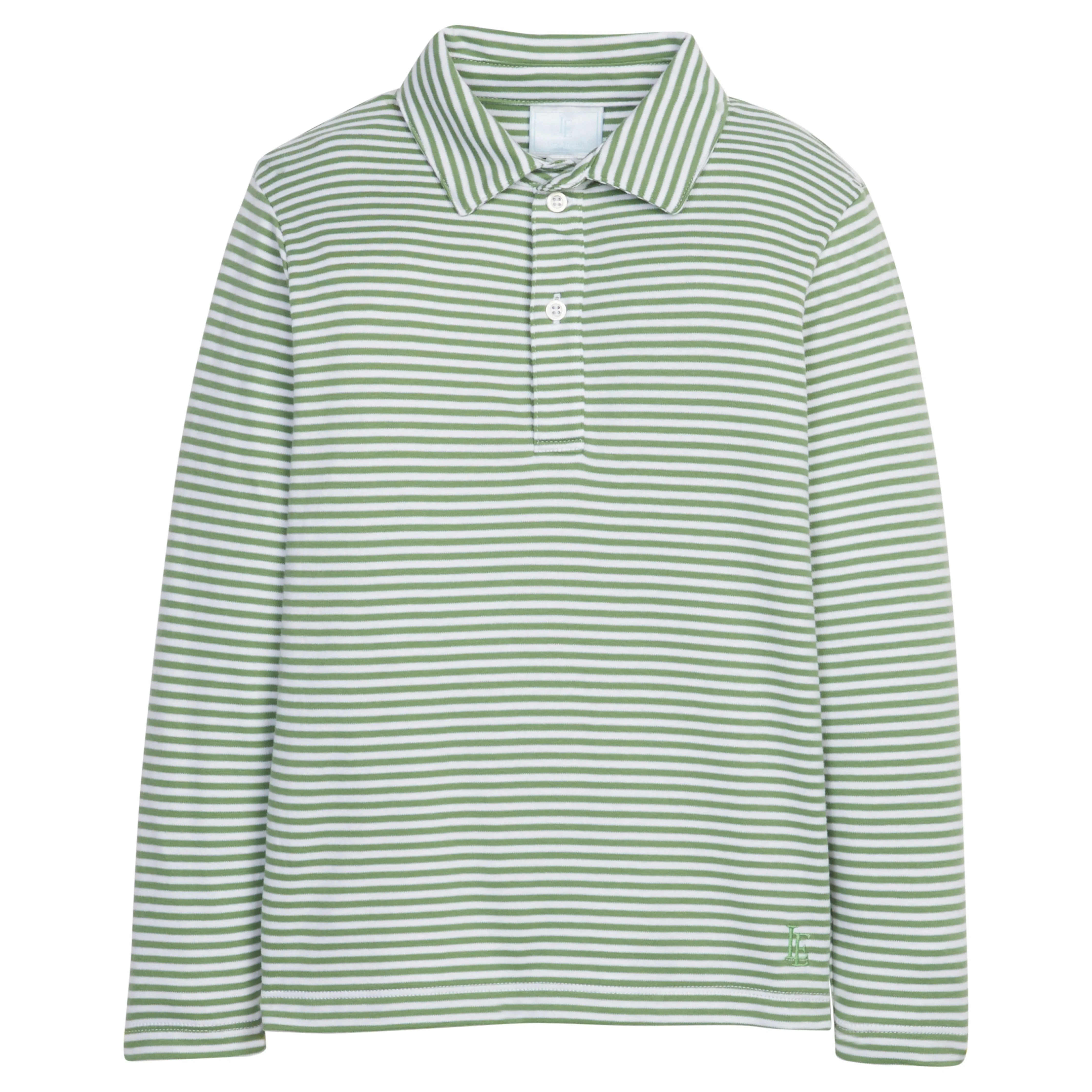 Long Sleeve Polo - Watercress Stripe