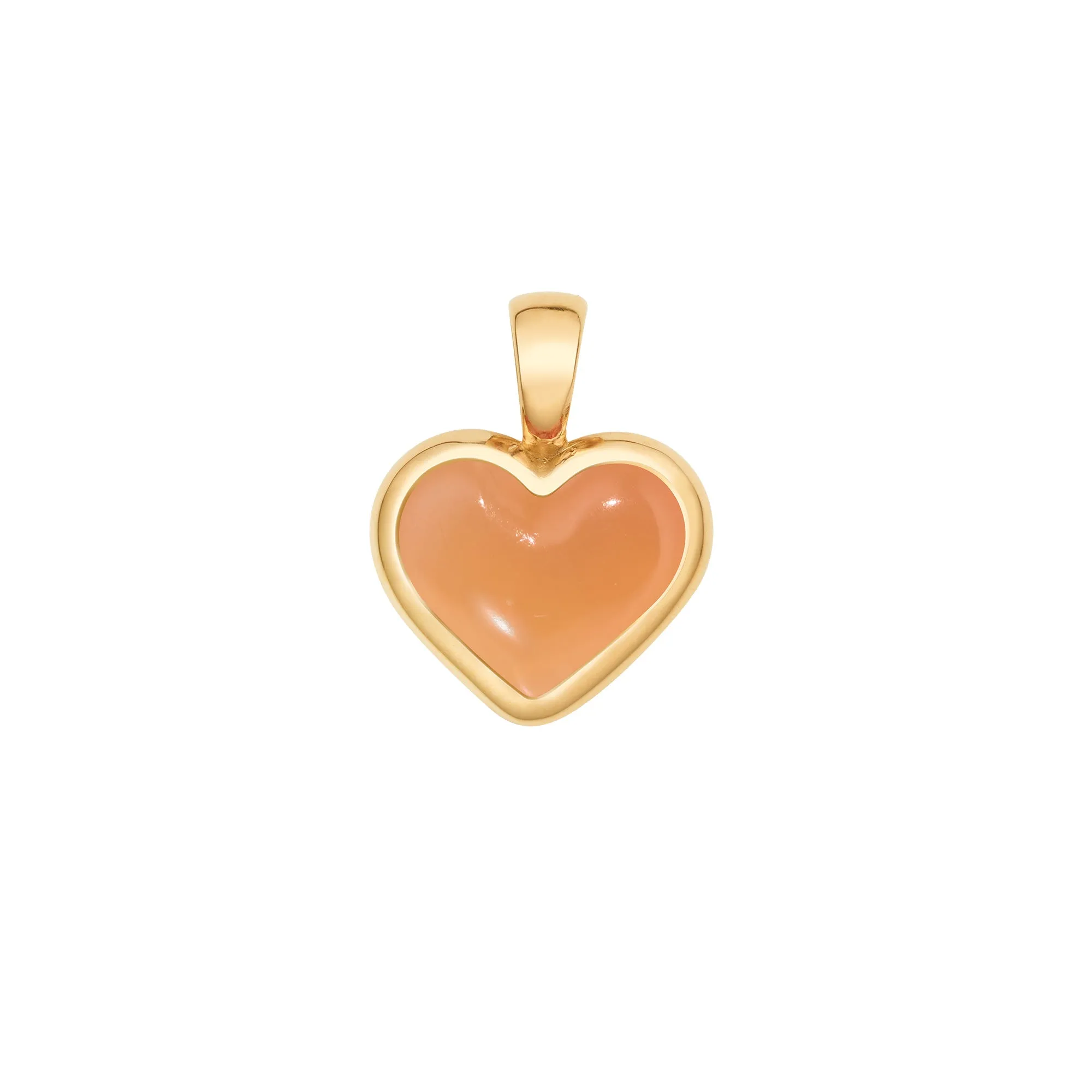 Love sticker charm yellow gold with orange moonstone