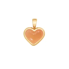 Love sticker charm yellow gold with orange moonstone