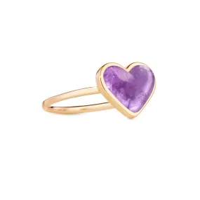 Love sticker ring yellow gold with amethyst