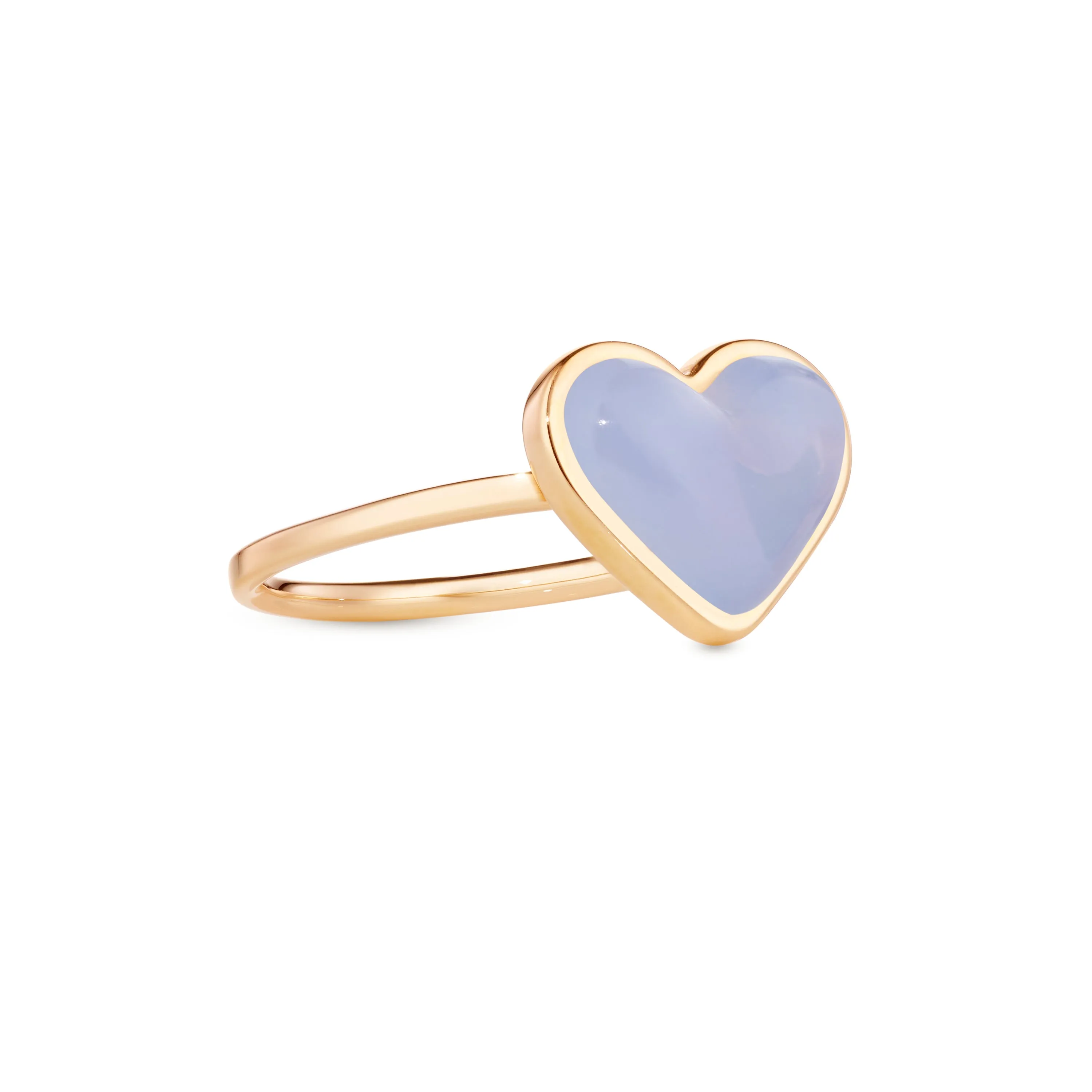 Love sticker ring yellow gold with lavender chalcedony