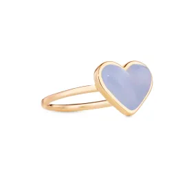 Love sticker ring yellow gold with lavender chalcedony