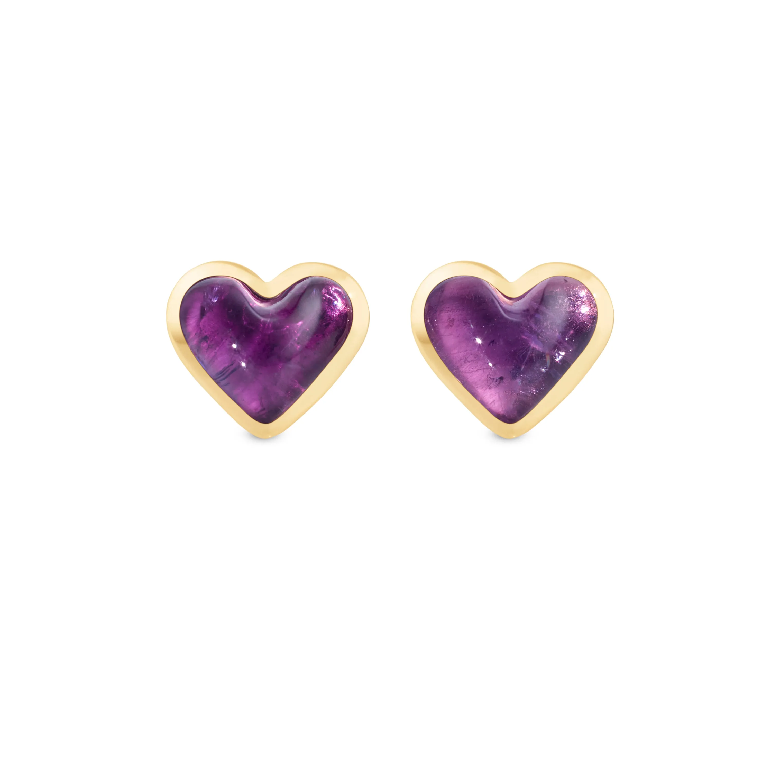 Love sticker studs yellow gold with amethyst