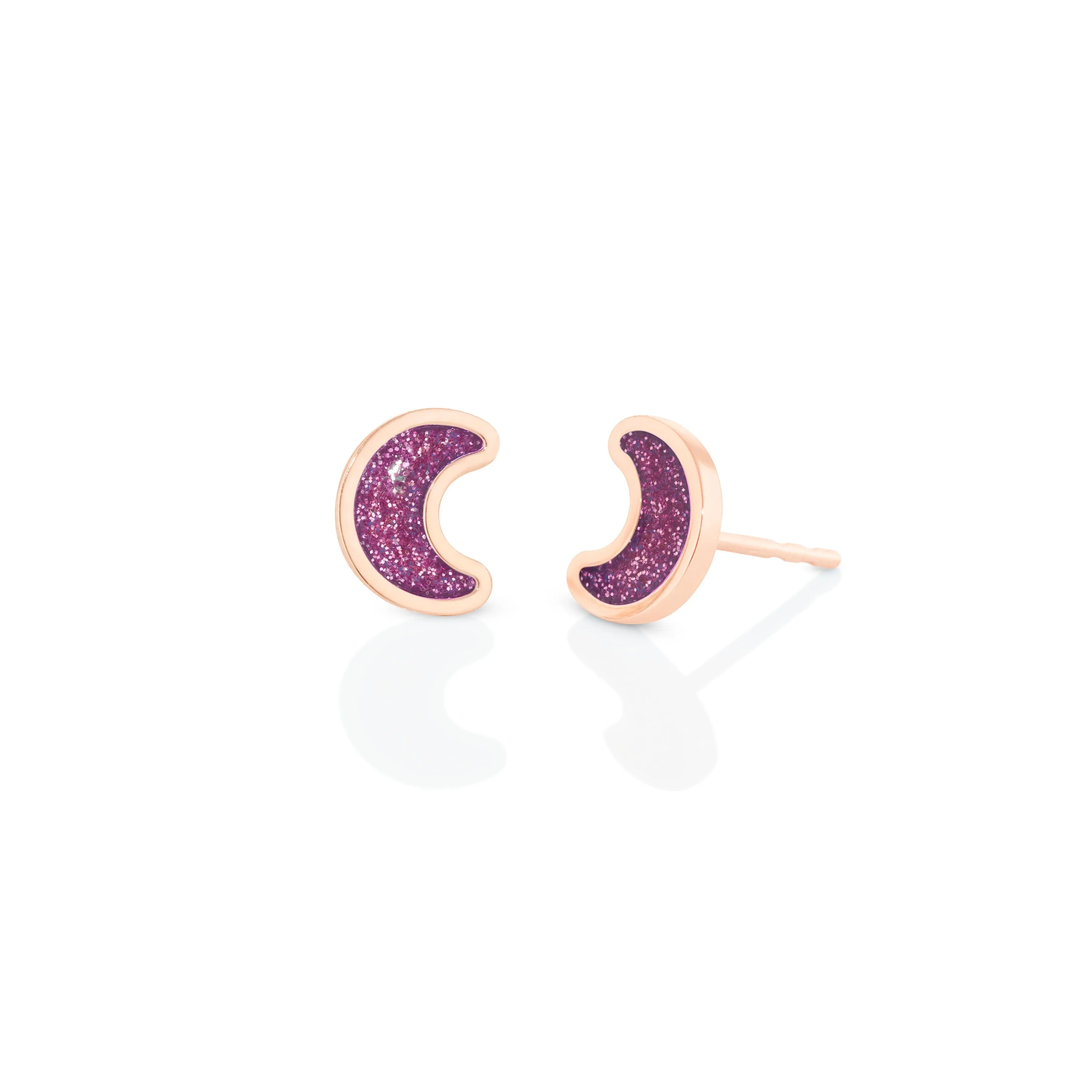 Luna sticker studs rose gold with enamel