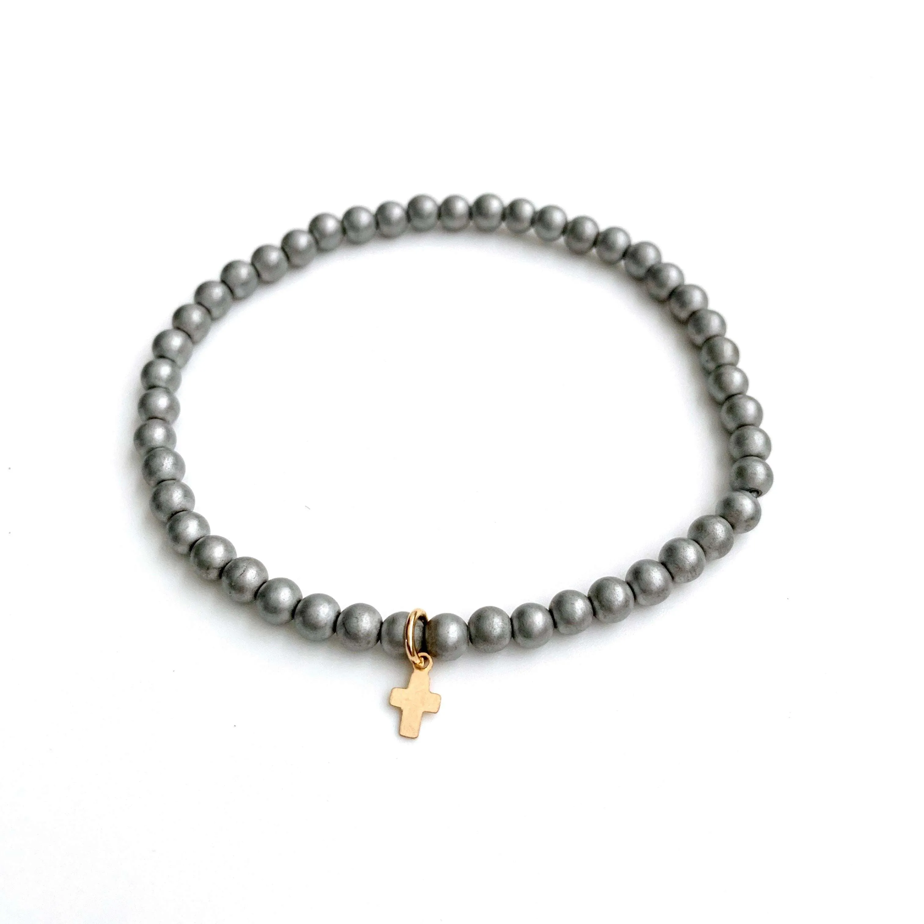 Luxe Cross Bracelet in Light Gray