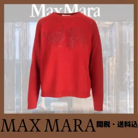 MaxMara  |Crew Neck Street Style Long Sleeves Plain Cotton