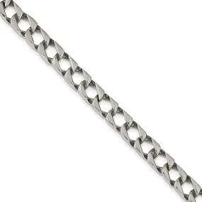 Men's 9mm Stainless Steel Polished Square Curb Chain Necklace, 24 Inch