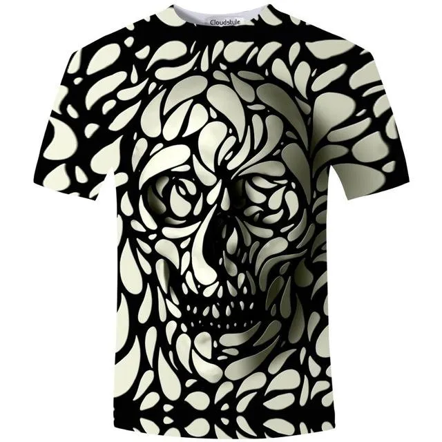 Men's Fashion Funny Skull 3D Printed Plus Size S-5XL Gothic T-Shirt