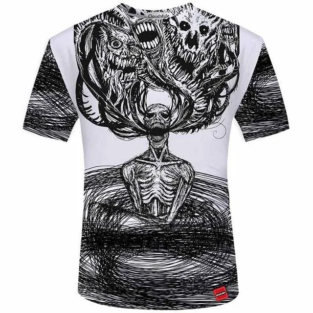 Men's Fashion Funny Skull 3D Printed Plus Size S-5XL Gothic T-Shirt