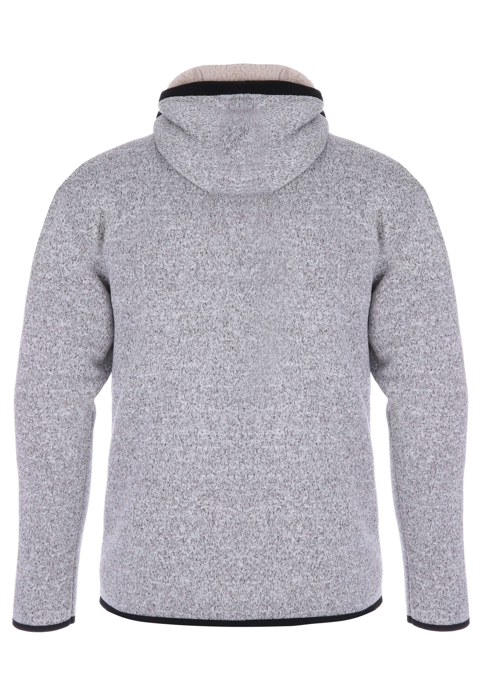 Mens Grey Sherpa Quarter Zip Knit Hooded Jumper