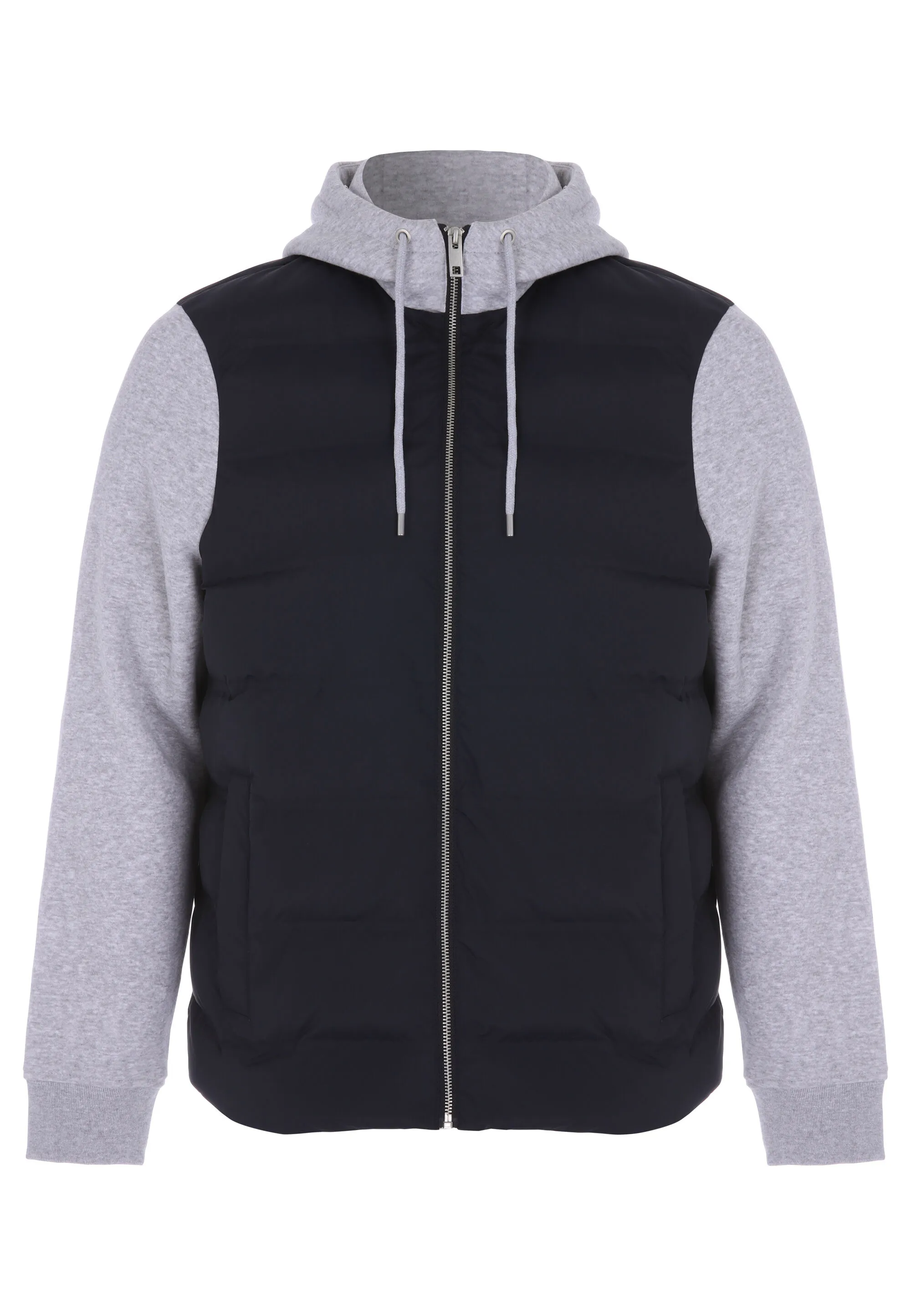 Mens Navy & Grey Hybrid Gilet Full Zip Hooded Jacket