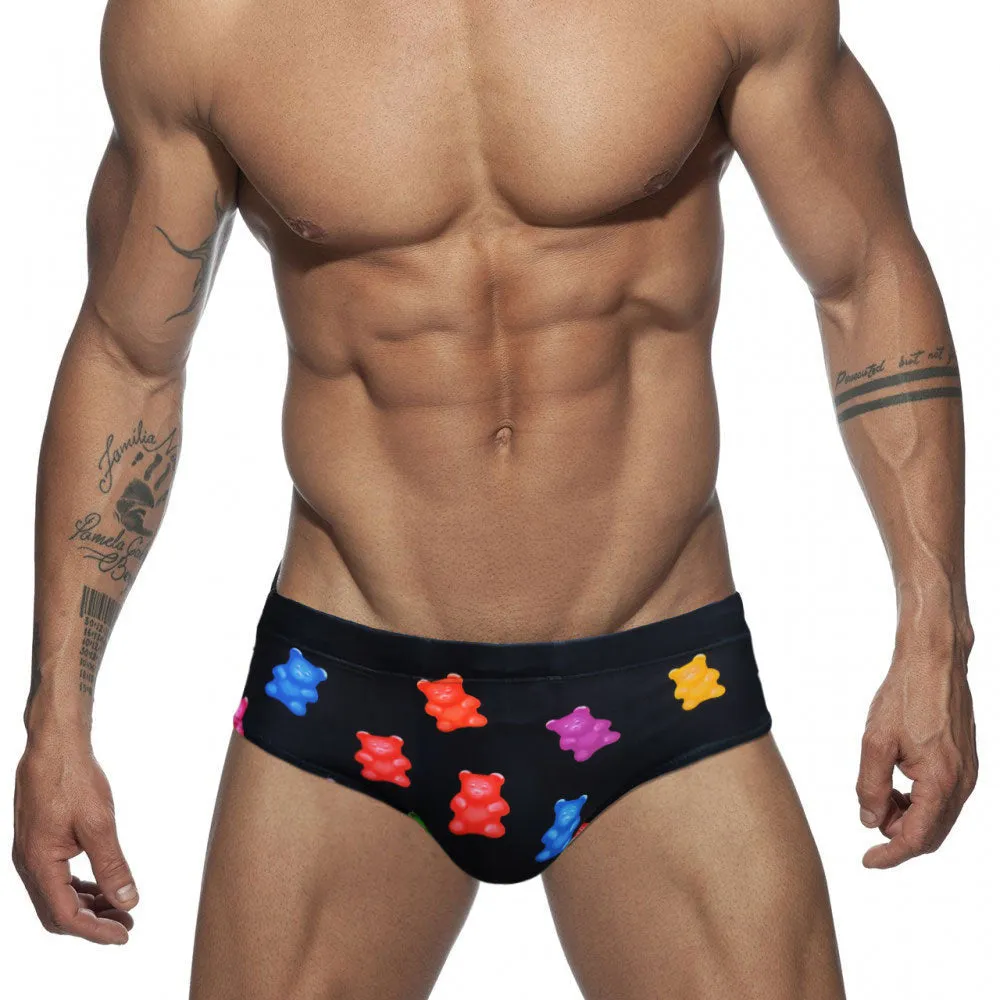 Men's Sexy Patchwork Pattern Low Waist Surfing Swimwear Briefs