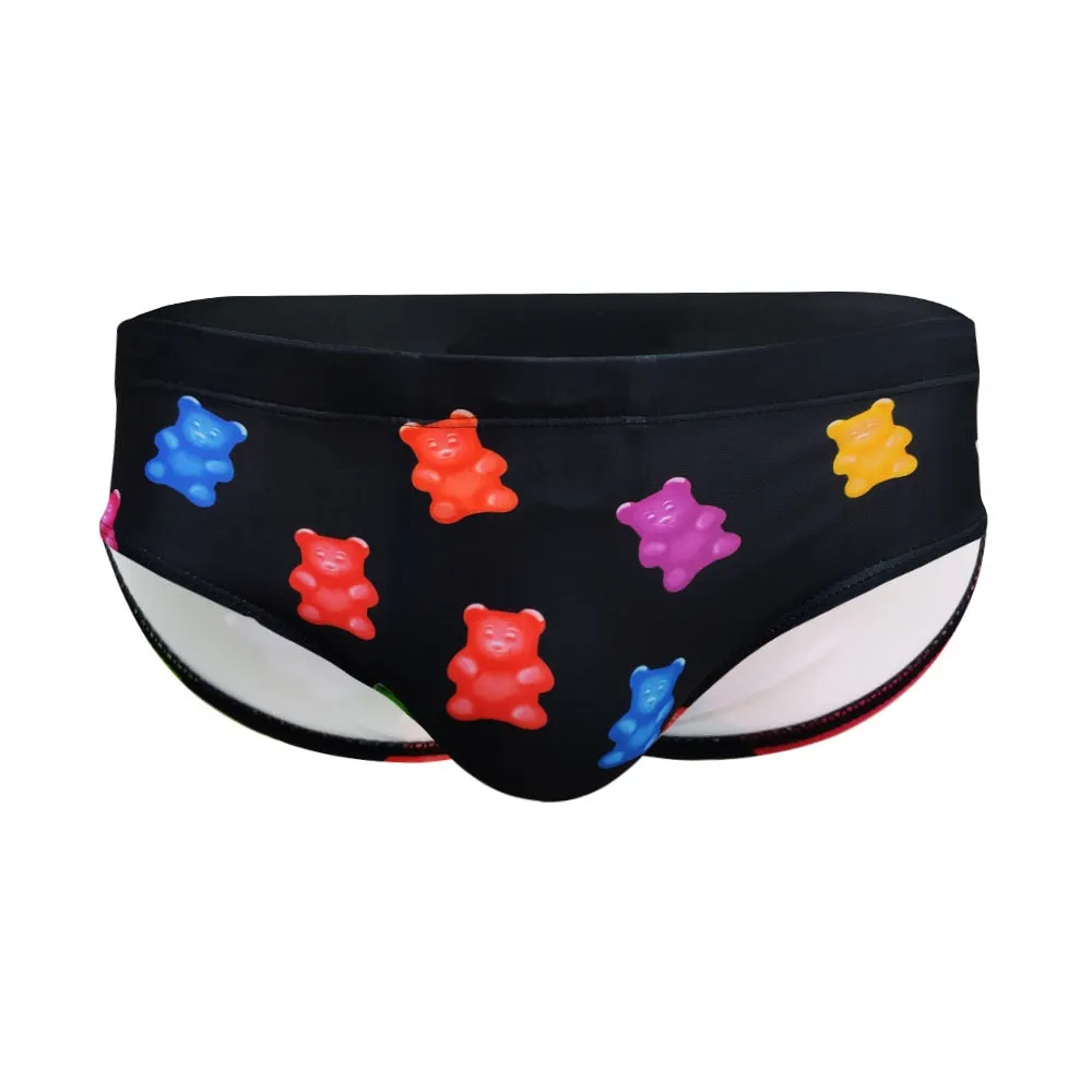 Men's Sexy Patchwork Pattern Low Waist Surfing Swimwear Briefs