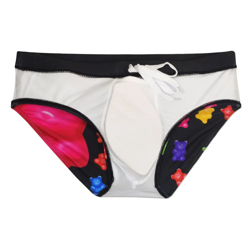 Men's Sexy Patchwork Pattern Low Waist Surfing Swimwear Briefs