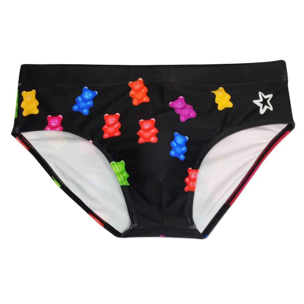 Men's Sexy Patchwork Pattern Low Waist Surfing Swimwear Briefs