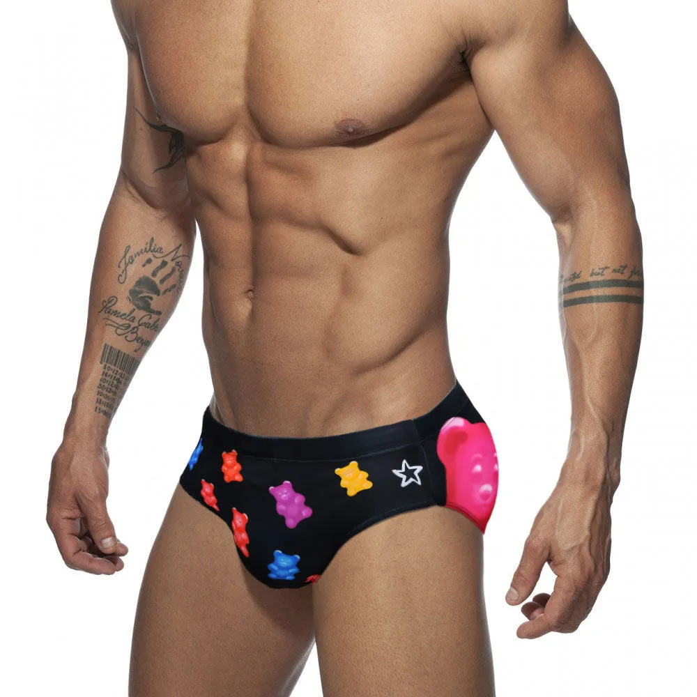 Men's Sexy Patchwork Pattern Low Waist Surfing Swimwear Briefs