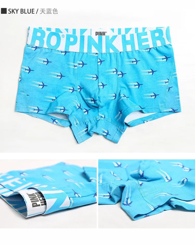 Men's Sexy Underwear Breathable Cotton Printed Boxer Shorts Underpants