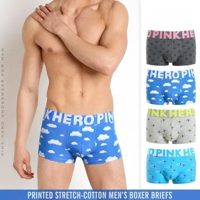 Men's Sexy Underwear Breathable Cotton Printed Boxer Shorts Underpants