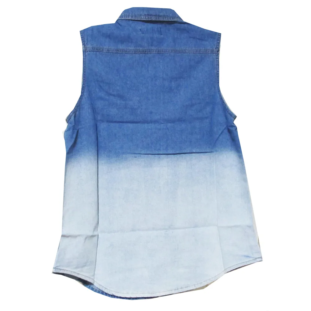 MINKPINK  |Short Denim Sleeveless Bi-color Cotton Tanks & Camisoles