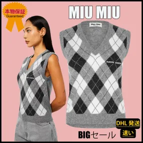 MiuMiu  |Casual Style Cashmere Sleeveless Logo Tanks & Camisoles