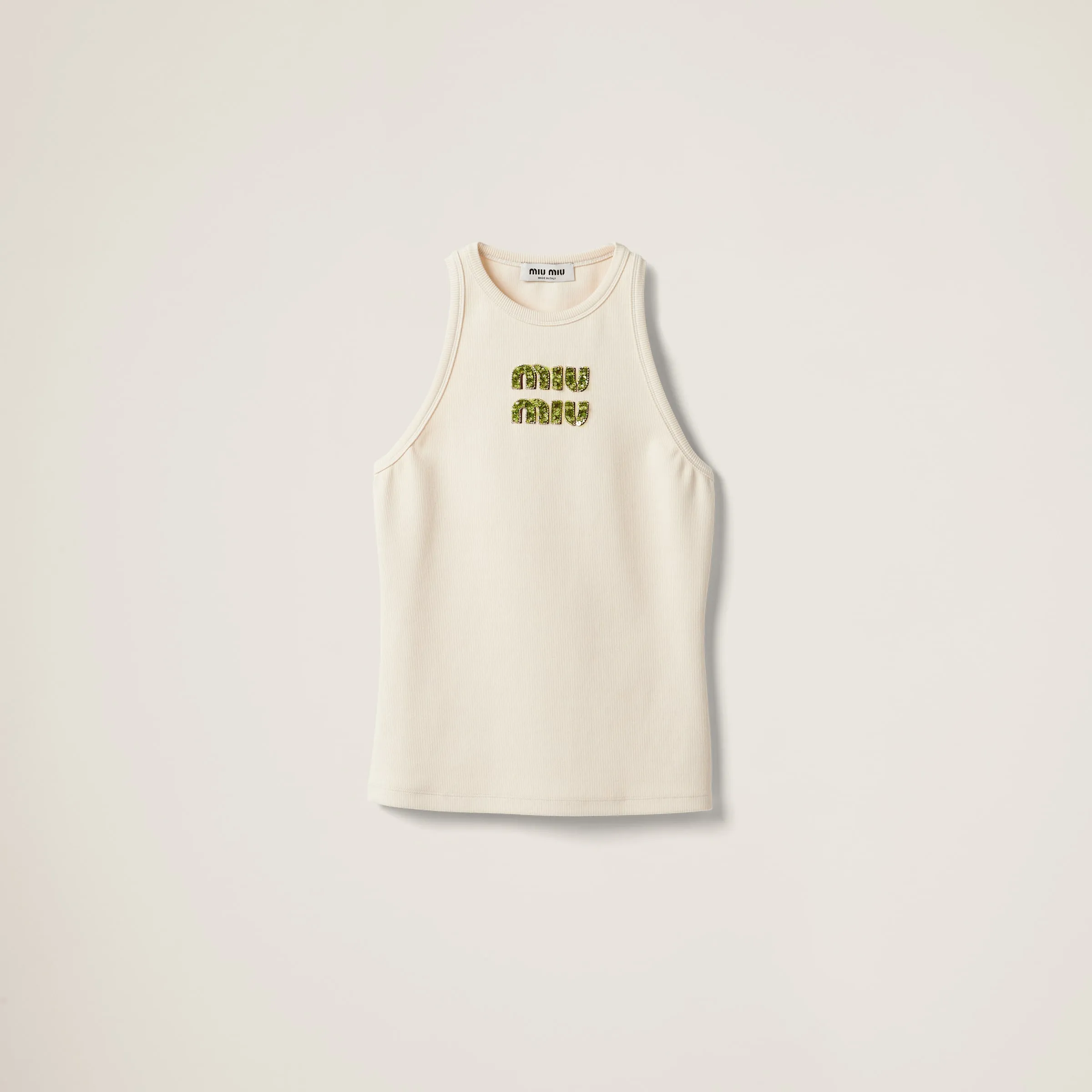 MiuMiu  |Crew Neck Sleeveless Plain Cotton Logo Tanks & Camisoles