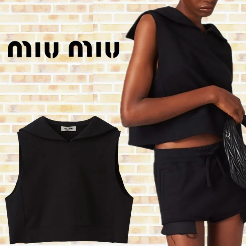 MiuMiu  |Sleeveless Plain Cotton Tanks & Camisoles