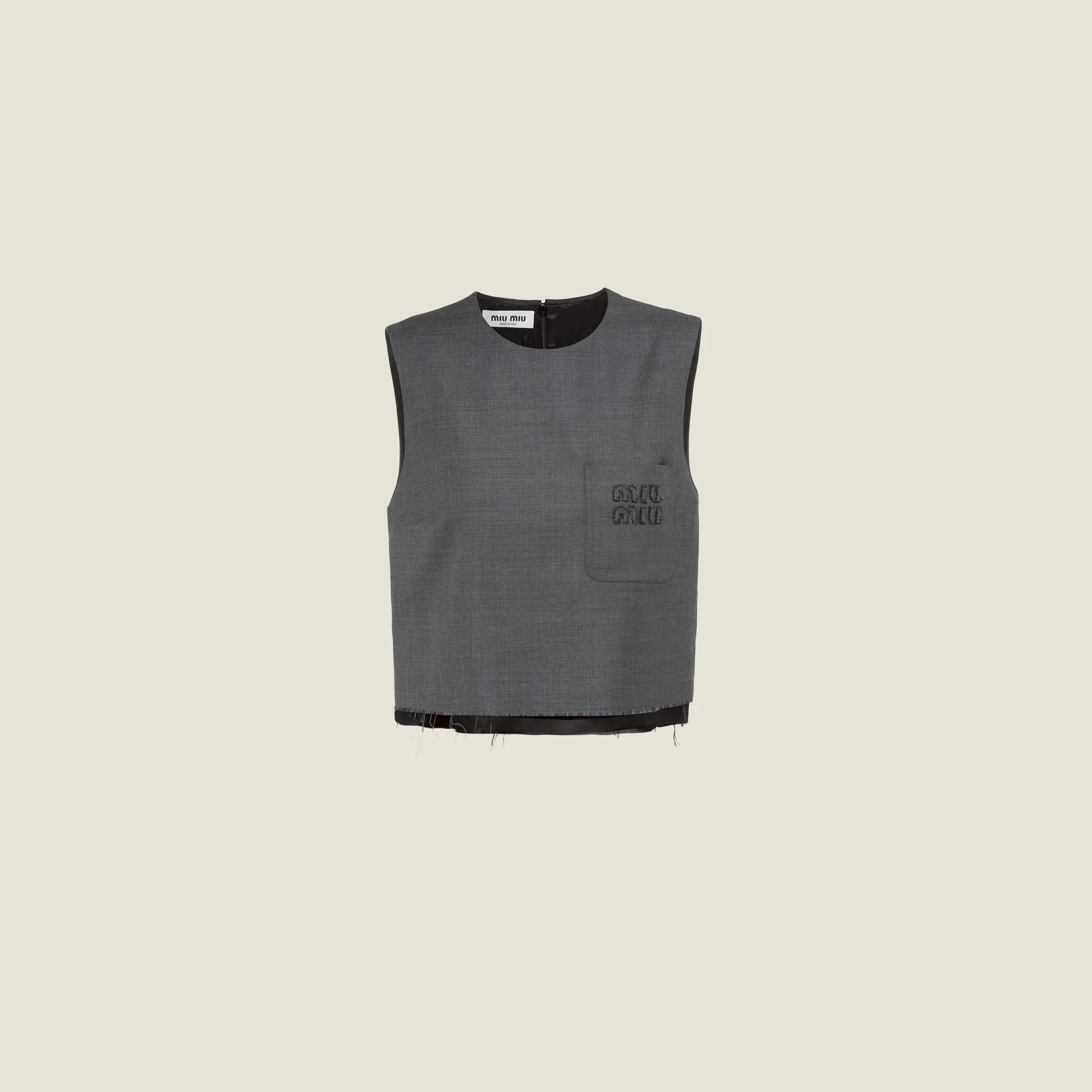 MiuMiu  |Wool Sleeveless Plain Logo Tanks & Camisoles