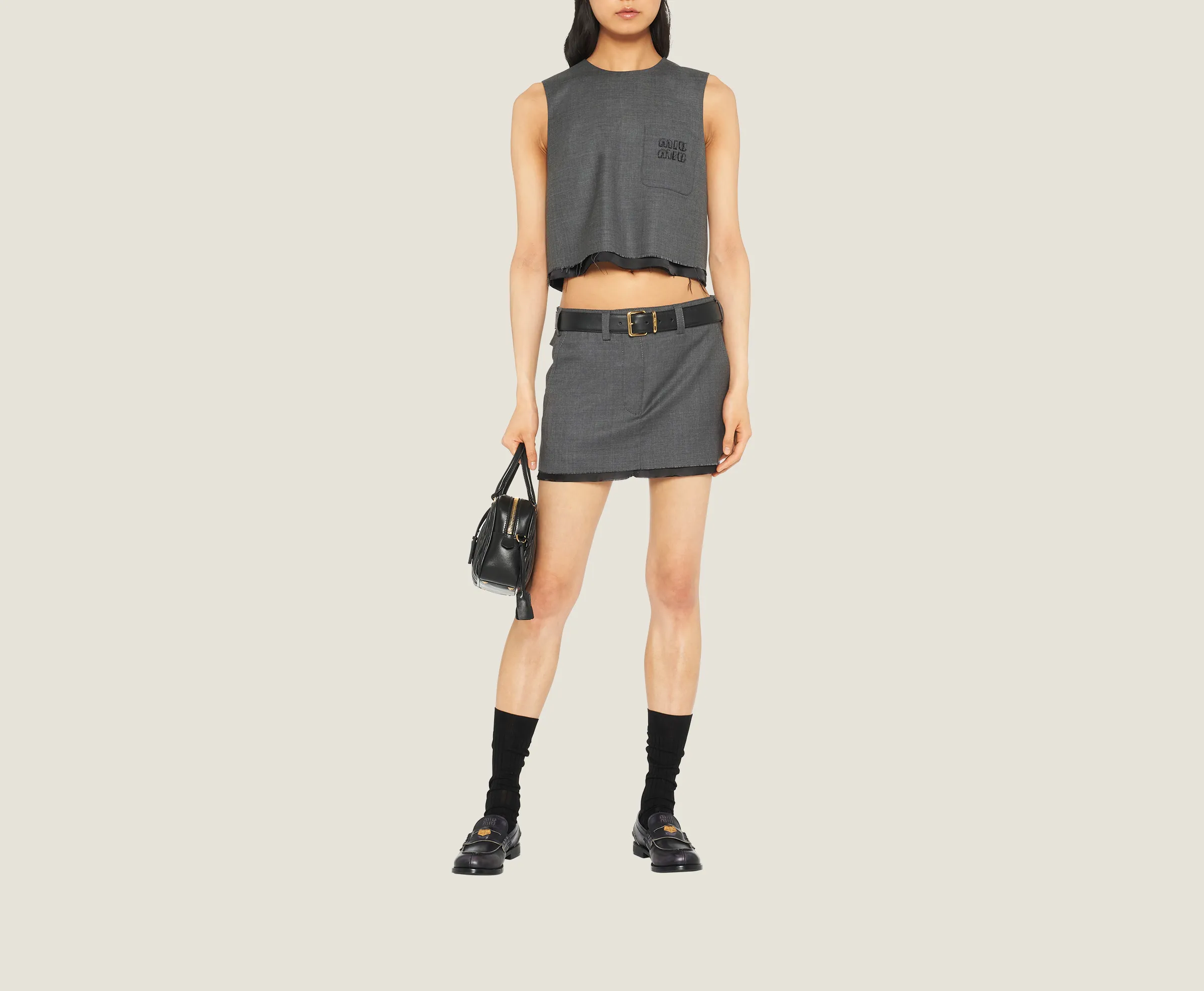 MiuMiu  |Wool Sleeveless Plain Logo Tanks & Camisoles