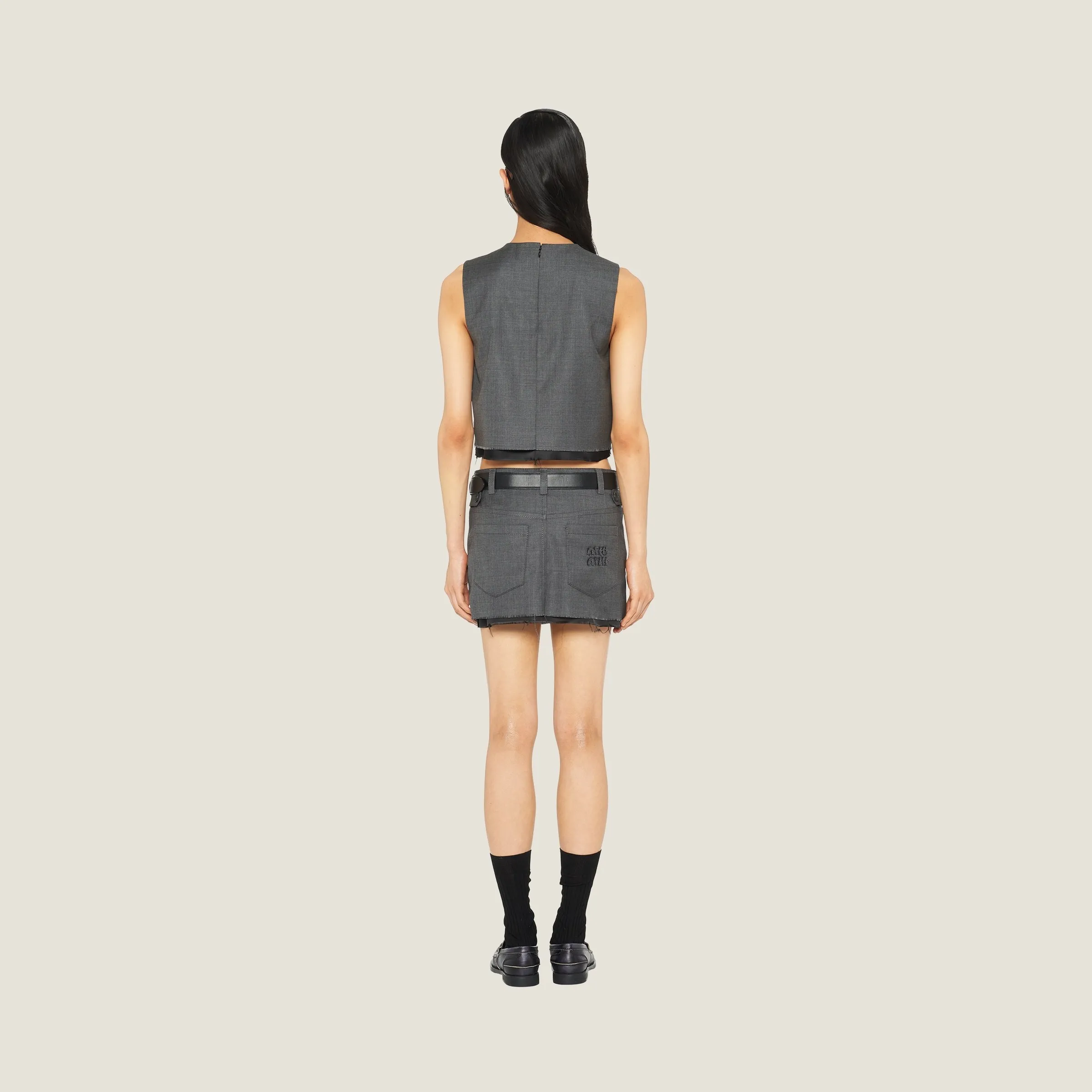 MiuMiu  |Wool Sleeveless Plain Logo Tanks & Camisoles