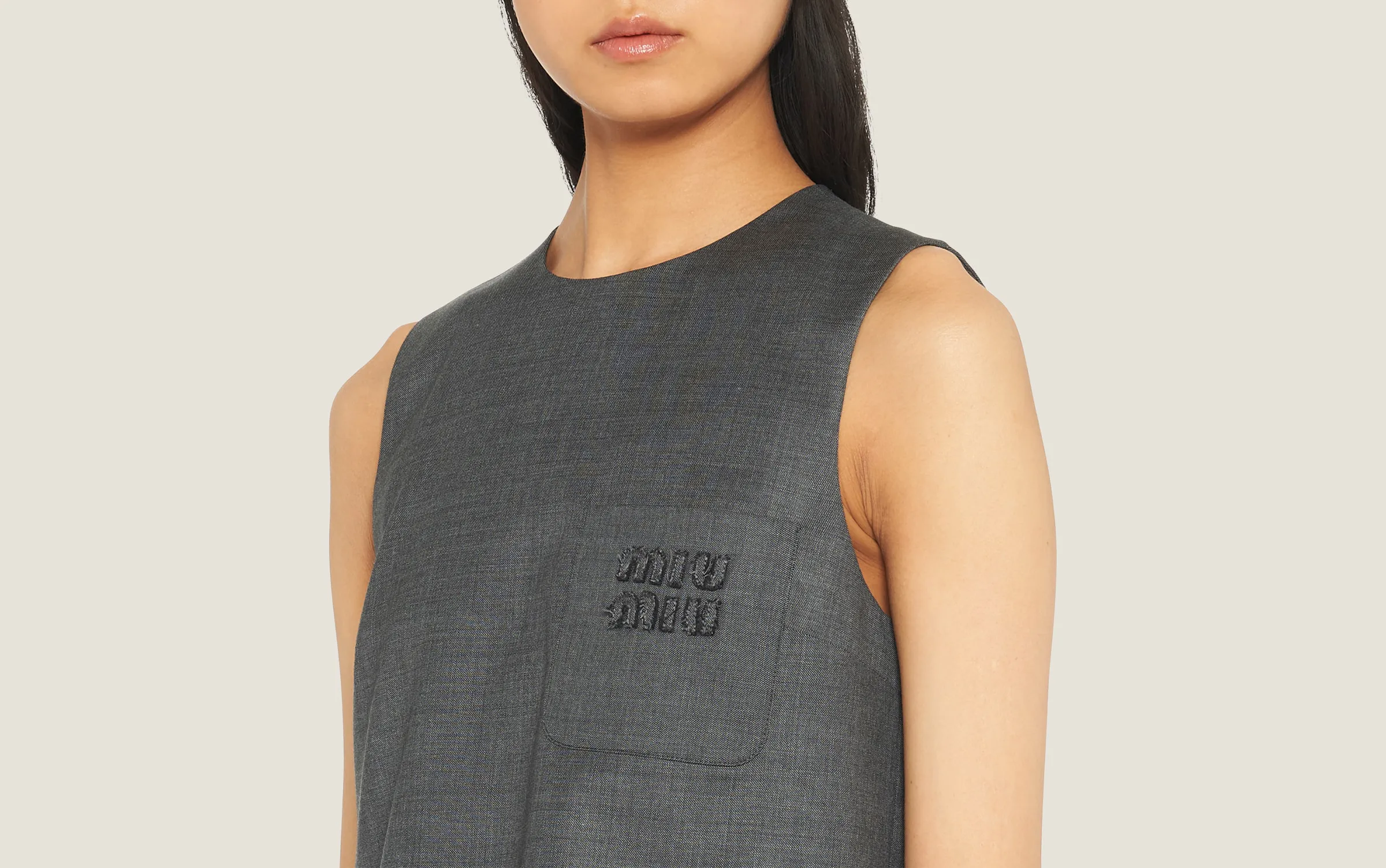 MiuMiu  |Wool Sleeveless Plain Logo Tanks & Camisoles