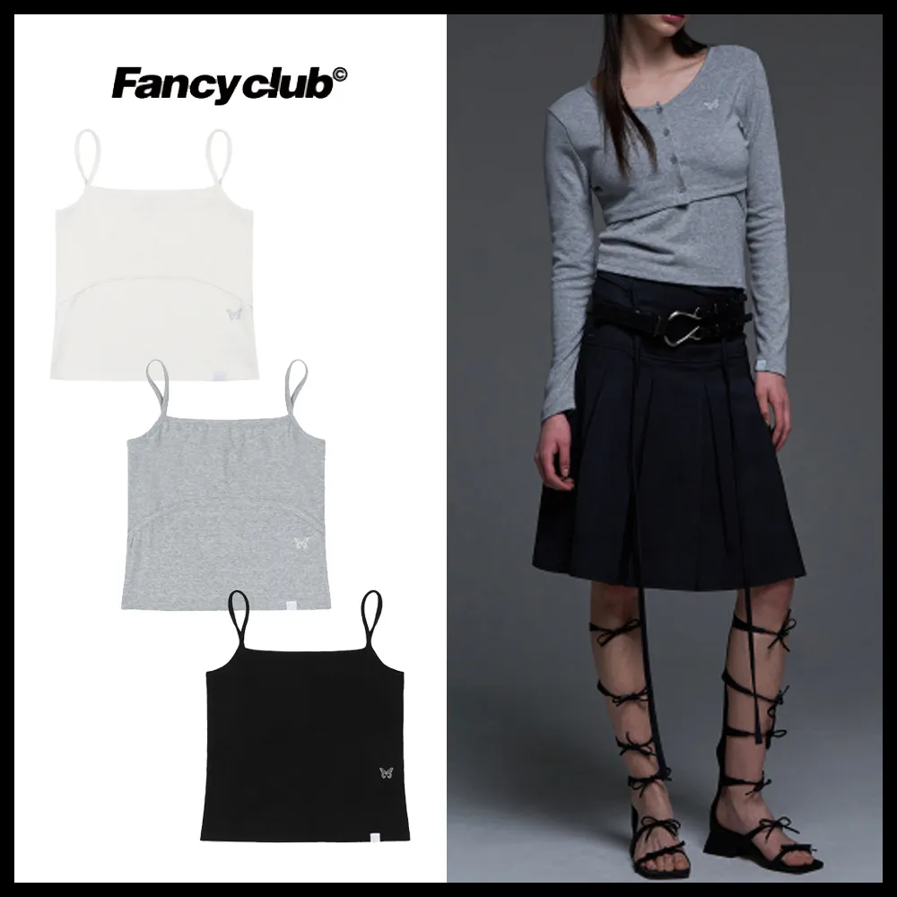 NASTY FANCY CLUB  |Blended Fabrics Sleeveless Street Style Plain Logo