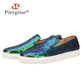 New Style Teal Sequins Handmade Loafers