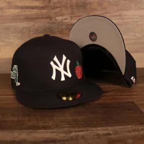 New York Yankees Iced Out Side Patch Apple Statue of Liberty Gray Bottom Crystal Icons 59Fifty Fitted Cap